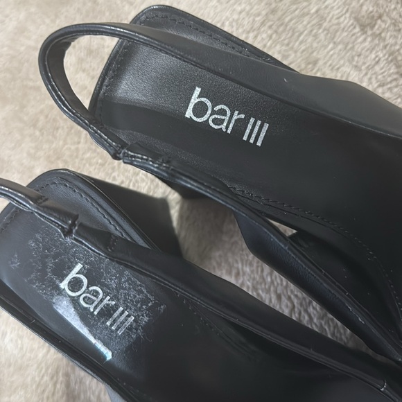 Bar III NWOB Black Sling Back Triangle Block Heels - Picture 4 of 8